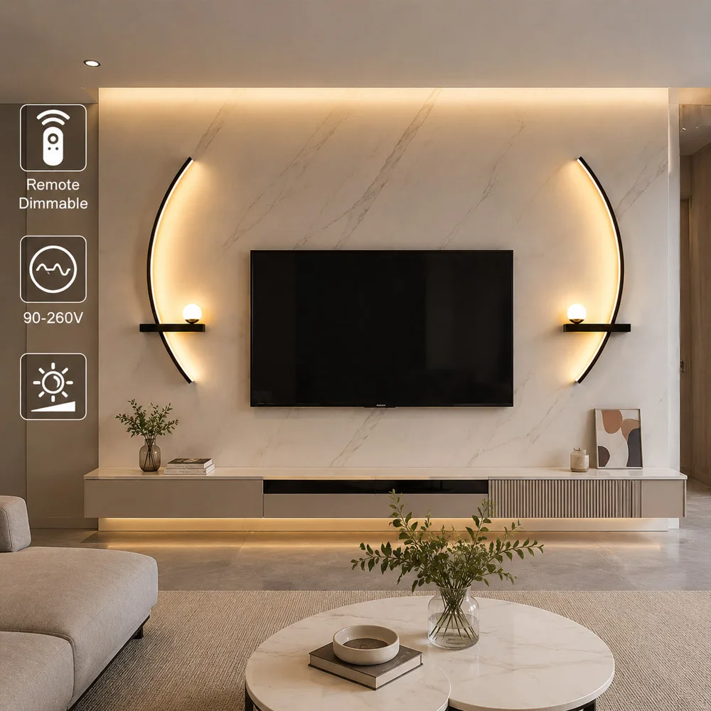 Lâmpada de parede led moderna 55/105cm, preta, para sala de estar, quarto, cabeceira, corredor, sala de estudo, vestiário, luminárias decorativas