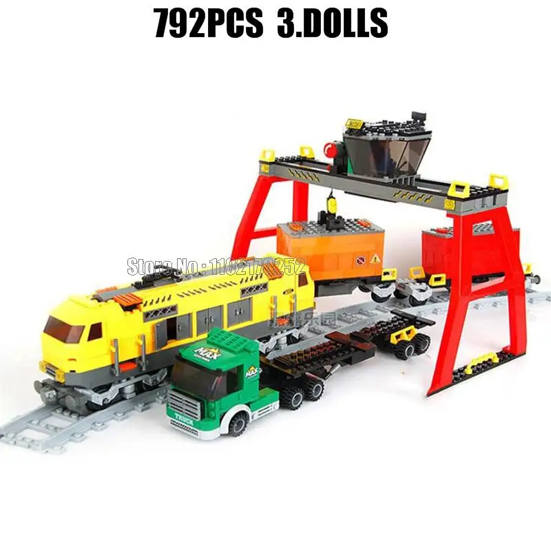 792 قطعة محطة القطار الحضري شاحنة السكك الحديدية 3 دمى بناء الالعاب العملاقة #2