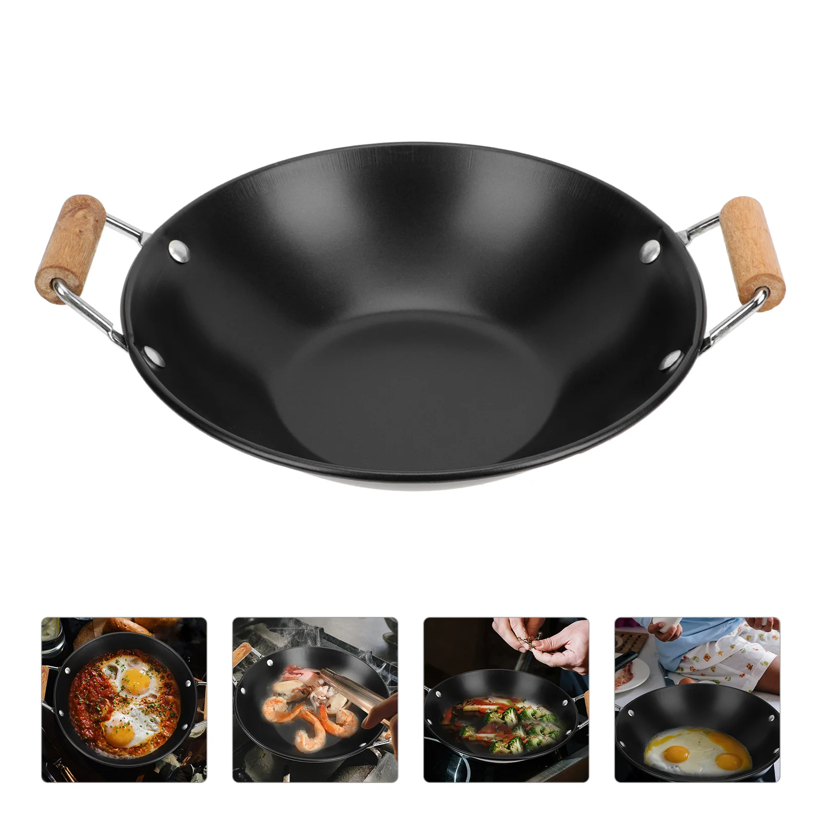 Anti-overflow Pot and Tripod Wok Cooking Pan Amphora Metal Utensil with Double Ear Stainless Steel Dry Baby Kitchen Cookware