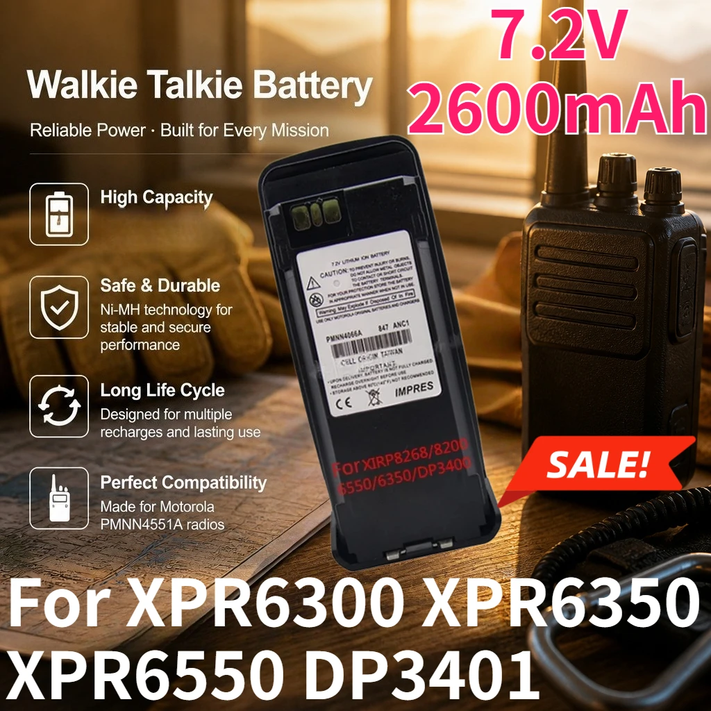 

Brand New 7.2V 2600mAh Walkie Talkie Batteries for XPR6300 XPR6350 XPR6550 DP3401 Replace Rechargeable Lithium Battery