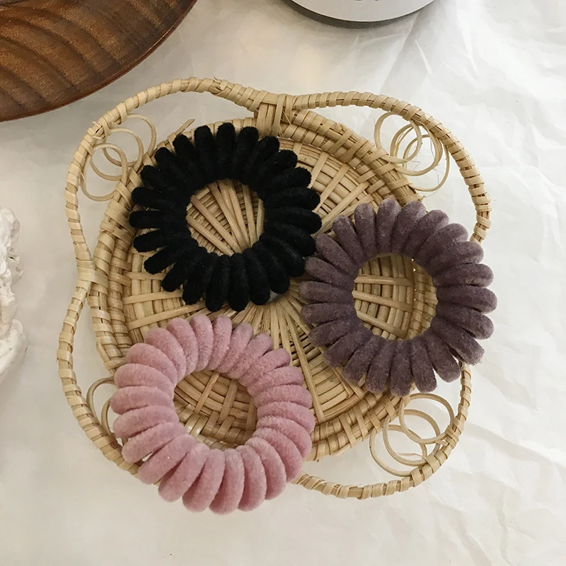 New Elastic Hair Band Knit Telephone Wire Hair Rope Women Hair Accessories for Girl Rubber Band Headwear Spiral Shape Hair Ties