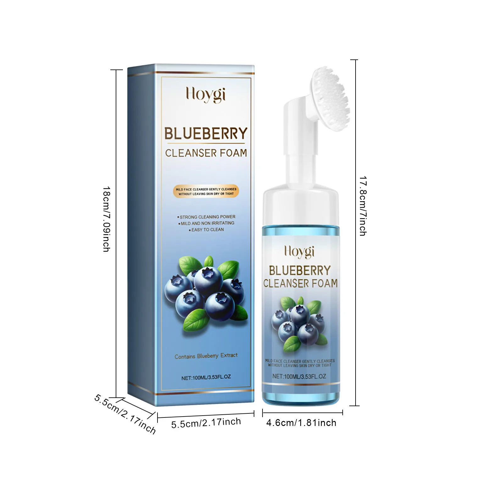 Blueberry Facial Cleanser with Pump Head Deep Cleansing Exfoliation Shrink Pores Scrub Moisturizing Oil Control Face Skin Care