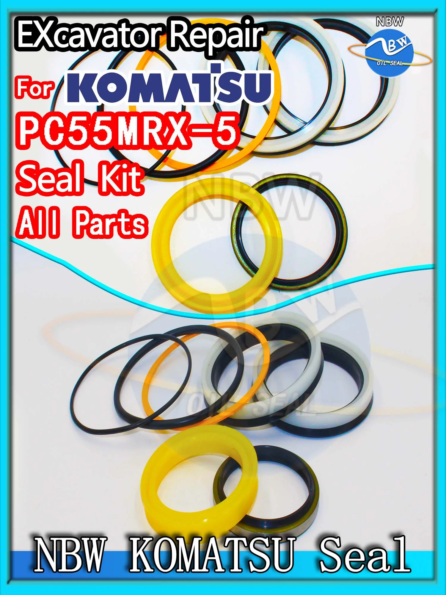 

For KOMATSU PC55MRX-5 Excavator Oil Seal Kit High Quality Repair PC55MRX 5 Adjust Swing Gear Center Joint Gasket Nitrile NBR