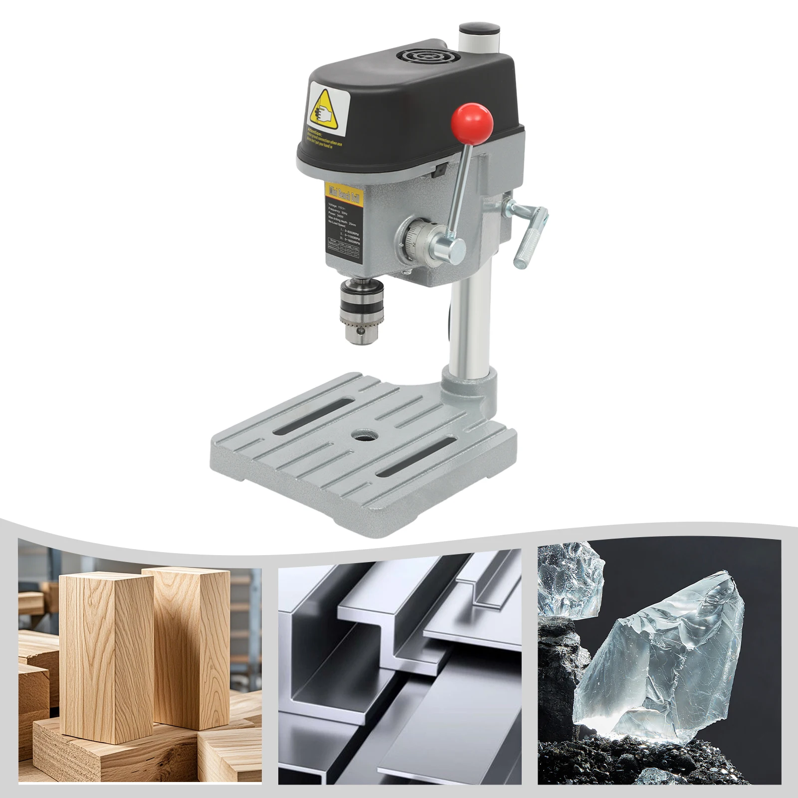 미니 벤치 드릴 프레스 340W 휴대용 탁상 드릴 머신, DIY 목공 및 금속 드릴링용 속도 조절 기능, 110V 미국 플러그