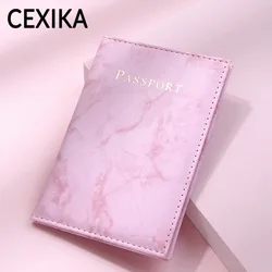 Kadın moda seyahat pasaport kapağı tutucu çanta kılıfları pembe mermer desen ince pasaport çanta seyahat şartları aksesuarları kapakları