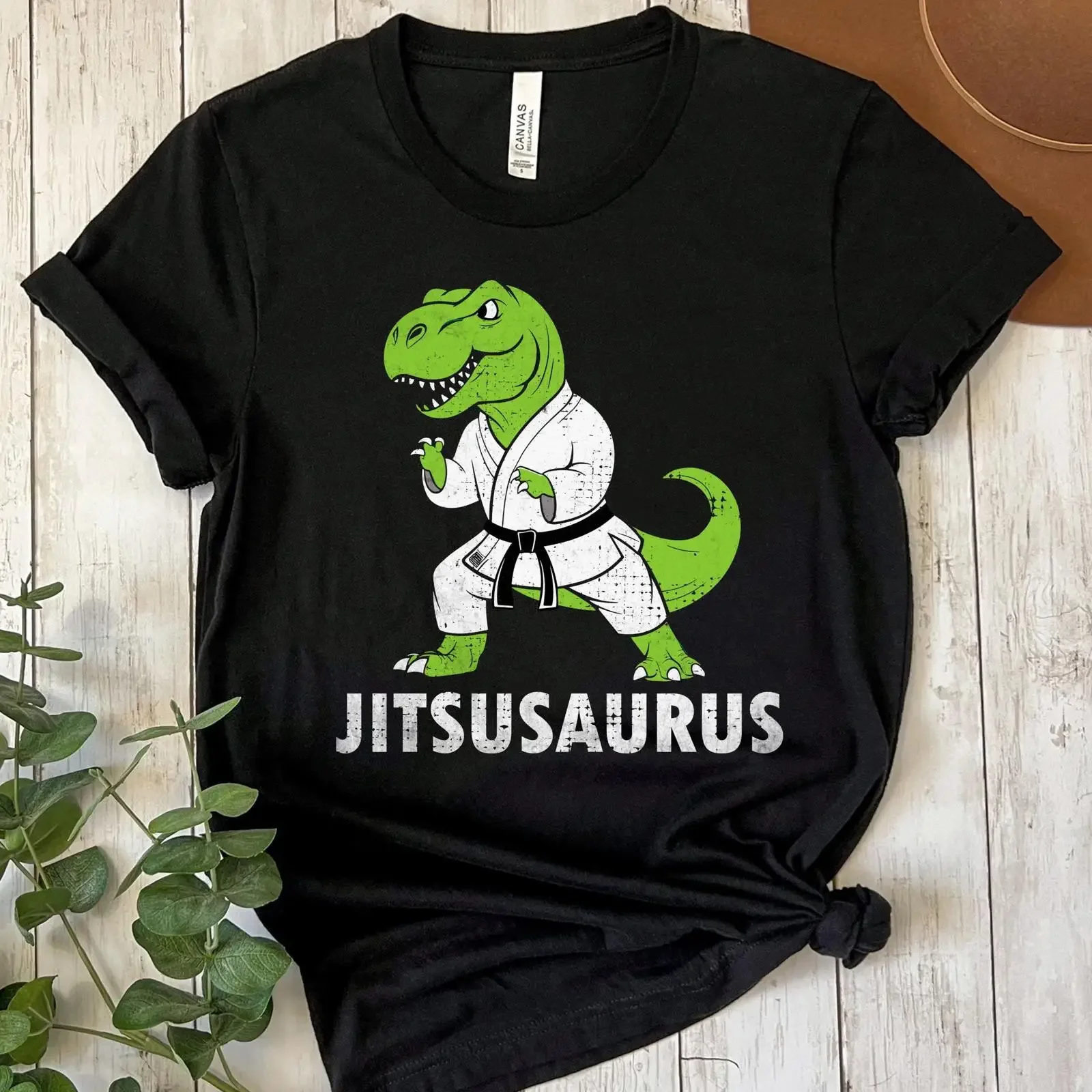 Jitsusaurus T Rex Kids Brazilian Jiu Jitsu Shirt Funny BJJ Lover Boys Martial Arts vintage Washed Versatile Breathable Casual