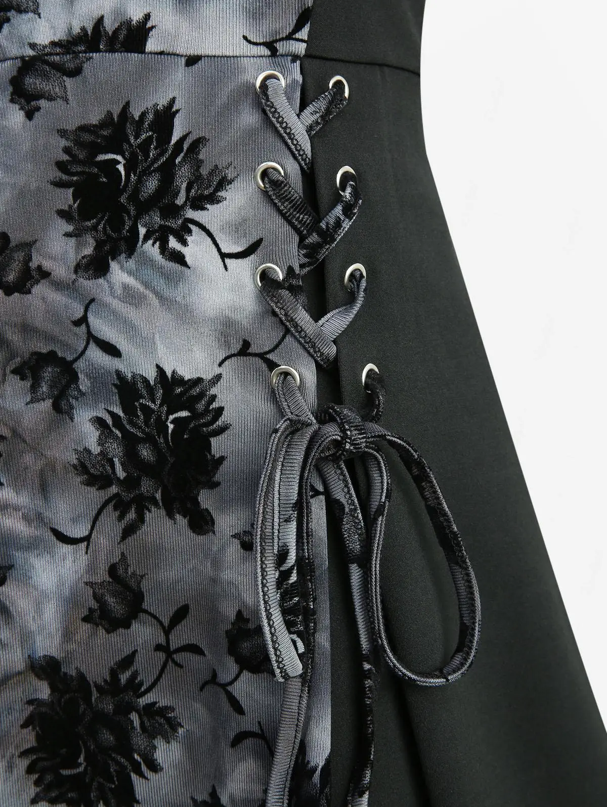 Floral Flocking Tie Dye Lace Up Dress and Heart Buckle Cropped Top Set 2026 Women Spring Summer Dresses Vestidos