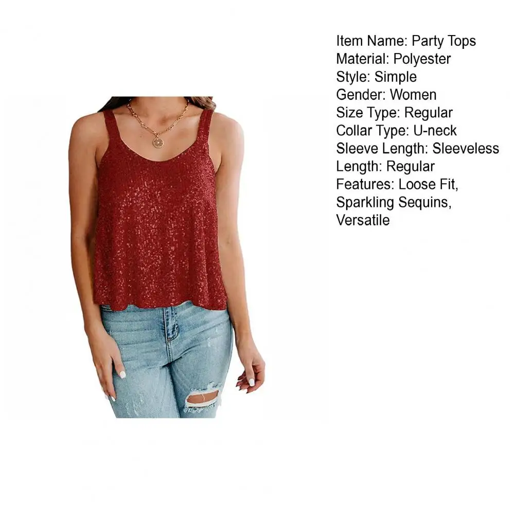 

Womens Strappy Sequin Tank Tops Fashion O Neck Casual Sleeveless Party Club Tank Shirts Ladies Camisoles Tops Blusas Para Mujer