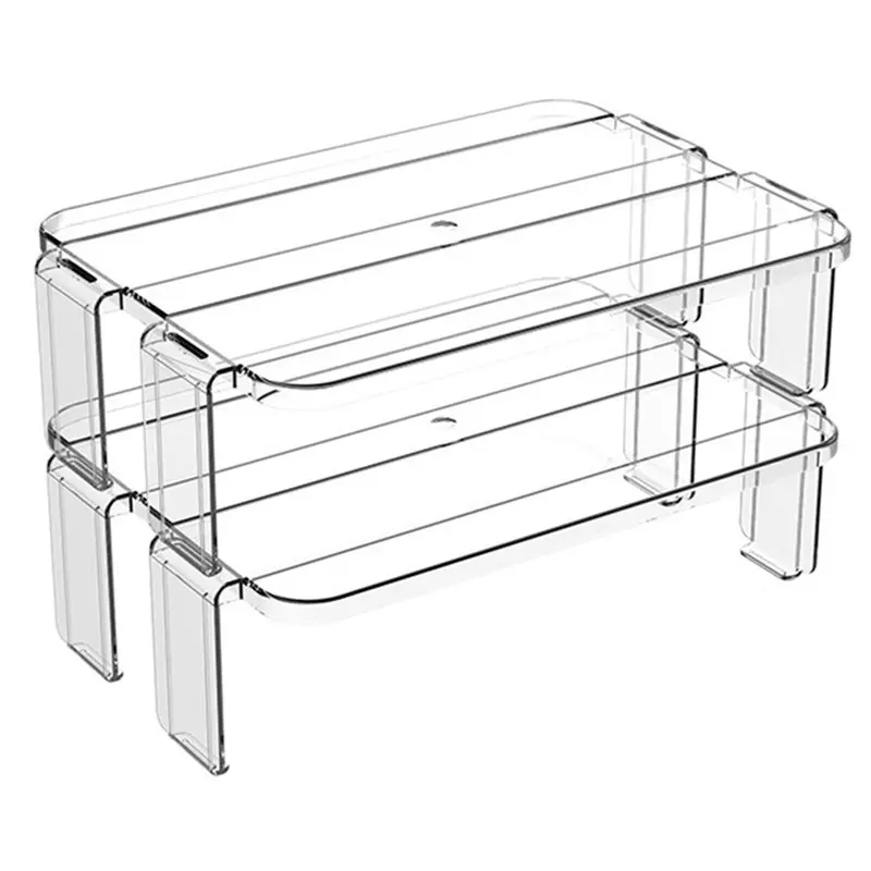 Hot Sale-Refrigerator Storage Organizer, 2-Pack Transparent Design, For Food Spice Bottle Holding Kitchen Counter Shelf Rack