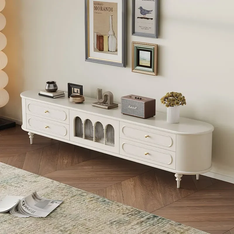 

Light Luxury Cream Tv Table French Designer Organizer Cabinets Tv Stands Modern Industrial Suporte Para Tv Bedroom Furniture