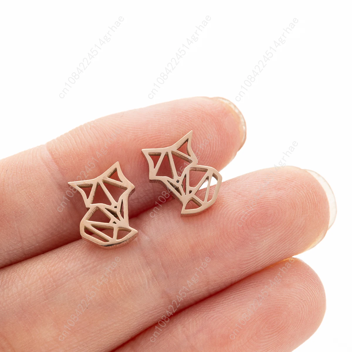 1 زوج جديد وصول الفولاذ المقاوم للصدأ لطيف الثعلب الأذن ترصيع الإبداعية الأزياء اوريغامي الحيوان أقراط للنساء مجوهرات صديقة هدية