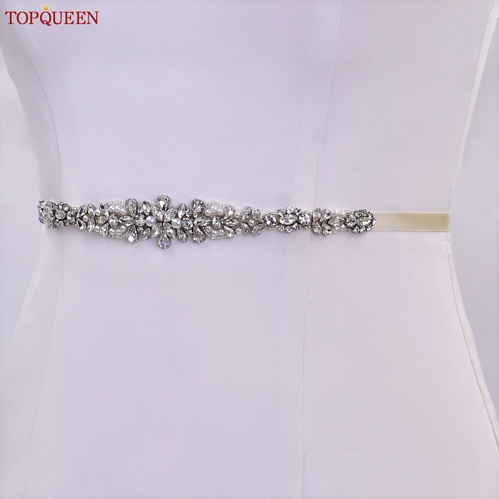 TOPQUEEN Women Crystal Belt Rhinestone Wedding Sash Evening Gown Accessories Bridal Belt Applique Bridesmaid Belt Gift S93A