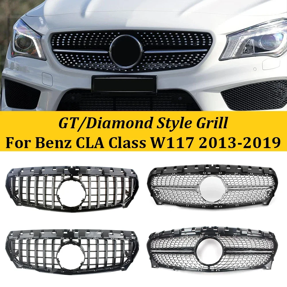 

Diamond/GTR Style Car Front Grille Bumper Grill Trim Shell for Mercedes Benz CLA-Class W117 Coupe X117 2015-2019 Car Accessories