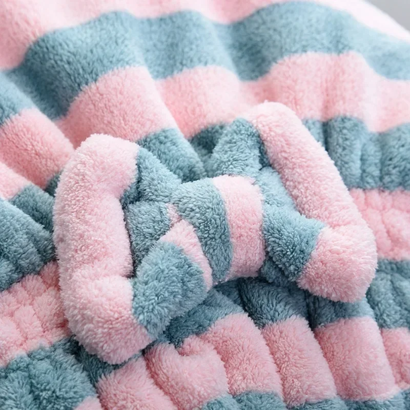 1 шт., полотенце для сухих волос, быстросохнущая шапочка для волос, шапочка для душа для женщин, супер впитывающие аксессуары для ванны в полоску, чепчики для волос