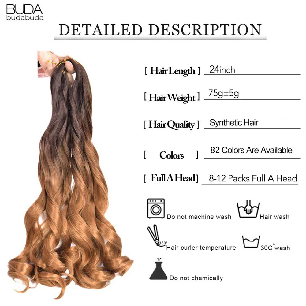 Loose Wave French Curls Braiding Hair Synthetic Spiral Curls Braids Hair Extensions High Temperature Ombre Pre Stretched Hair