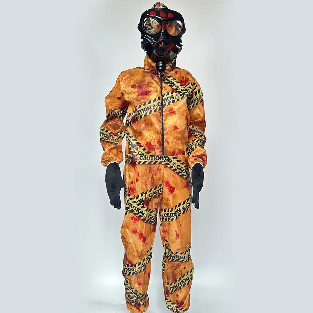 Biohazard Zombie Kids Costume Child Halloween Fancy Dress Costumes Quarantine Hazmat Suit and Mask for Unisex Boys Cosplay