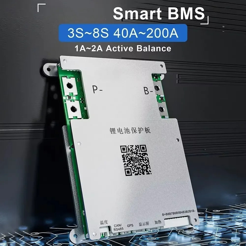 JIKONG الذكية BMS JK-B2A8S20P-HCRPB التوازن النشط لبطارية 8S 20S 100-300A مع RS485 الحرارة يمكن الطنان المتوازي Lifepo4 ليثيوم أيون
