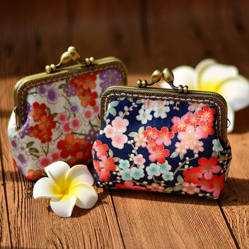 

Slowly Handmade Coin Purse Imported Gilding Fabric Japanese Style Floral Vintage Style Small Wallet Coin Purse