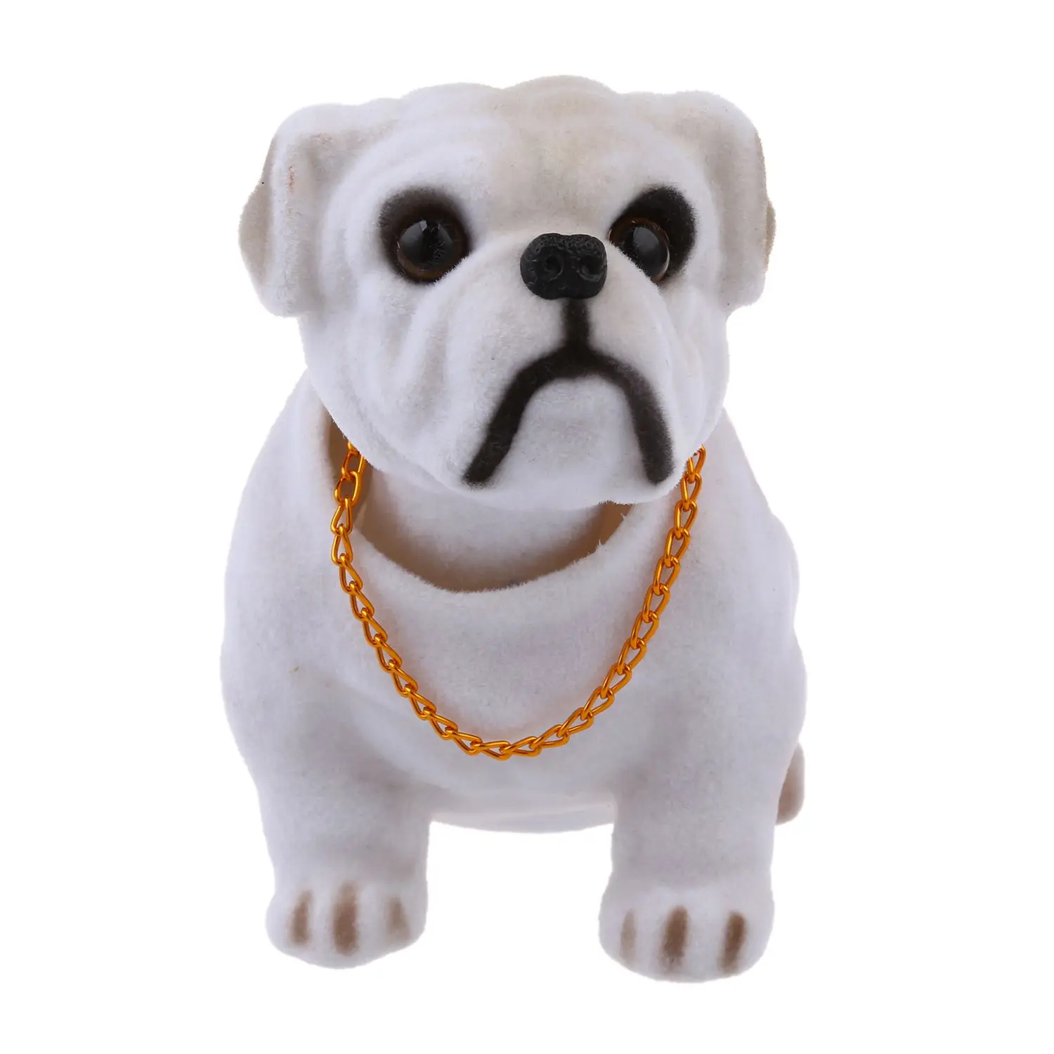 White Light Gray Shaking Head Nodding Bulldog Dog Decoration for Car