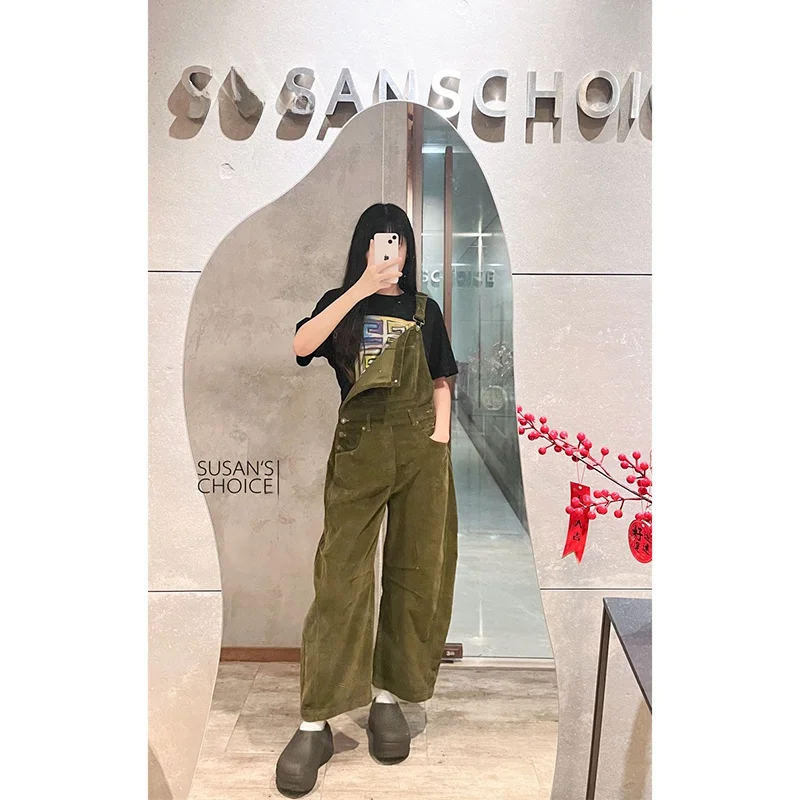 

Susan Faion Street Sle Workwear Cargo Pants Velvet Two-tone Casual High Waist Long Trousers Women's Autumn Winter Clothes