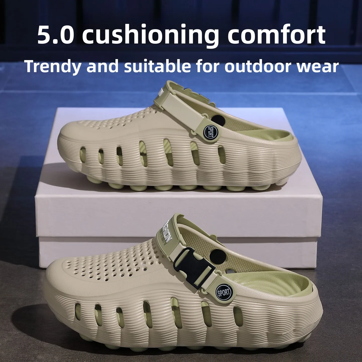 Men's Summer 2026 New Hole Hole Shoes Breathable Beach Sandals Thick Bottom Sports Outdoor Slippers Casual Slip-On Shoes