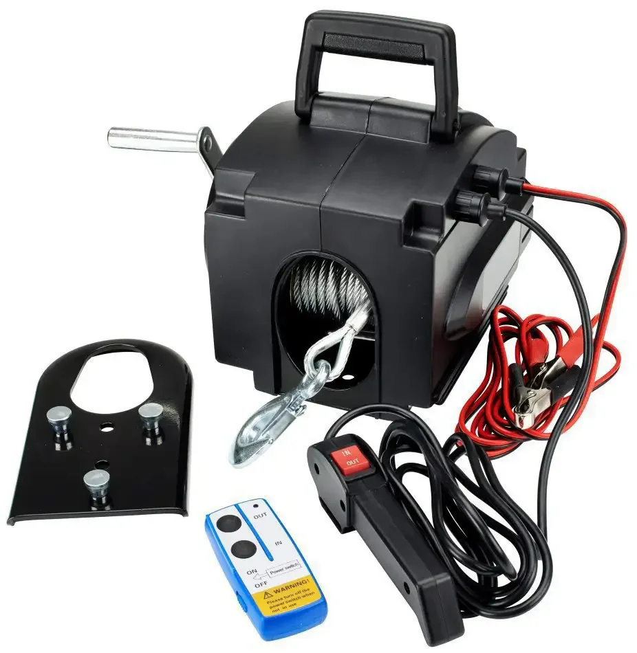 Electric Winch 3500lbs Portable Yacht Electric Trailer Winch Small Crane Tractor Portable Wireless Remote Control Power Winch