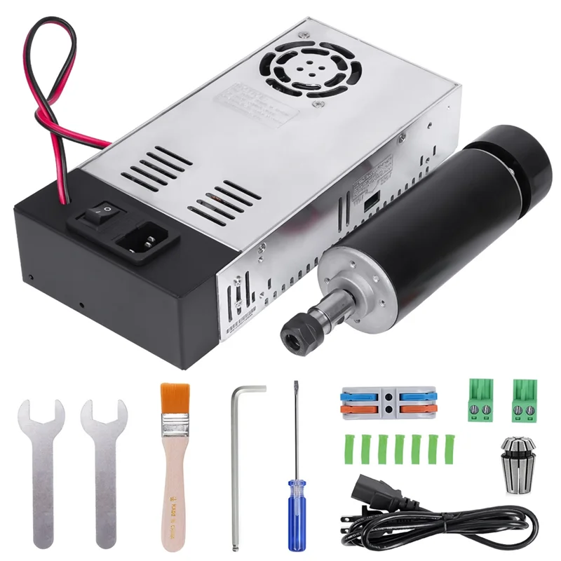 High-Speed 48V DC 500W Spindle Motor Kit 12000 RPM Power Supply CNC Engraving Machine Modification Accessories