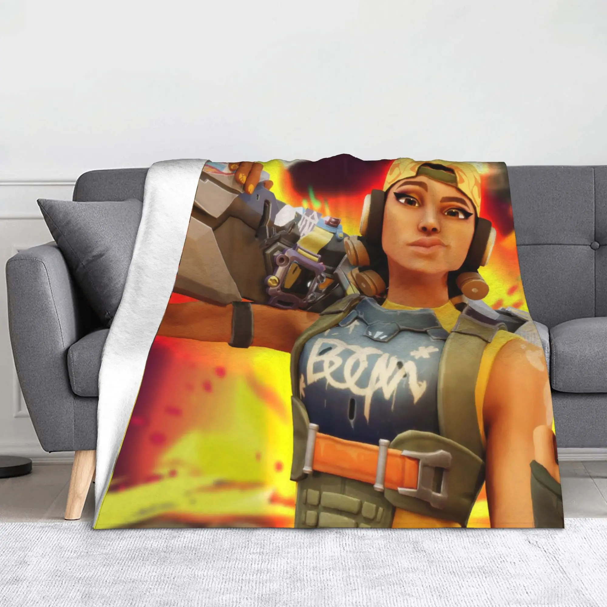 Valorant Fuzzy Blankets Raze Game Anime Customized Throw Blankets for Home Hotel Sofa  150*125cm Bedspread