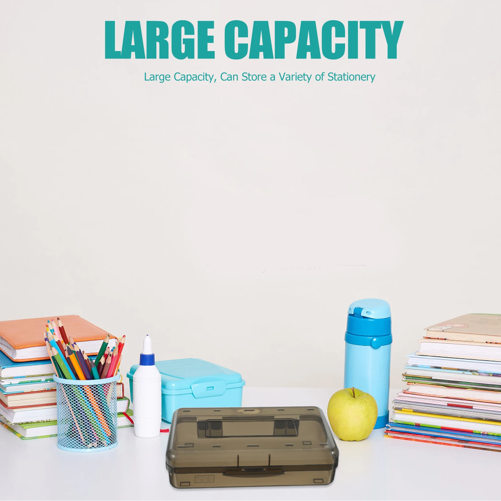 

Plastic Pencil Box Stationery Organizer Case for Pens Grey School Child Supplies Storage Container Pen Case Student