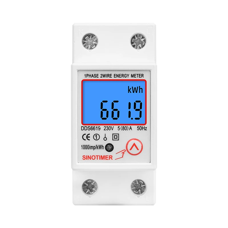 Din ray LCD dijital arka tek fazlı enerji ölçer kWh güç tüketimi ölçer wattmetre elektronik AC 220V 80A sıfırlama sıfır