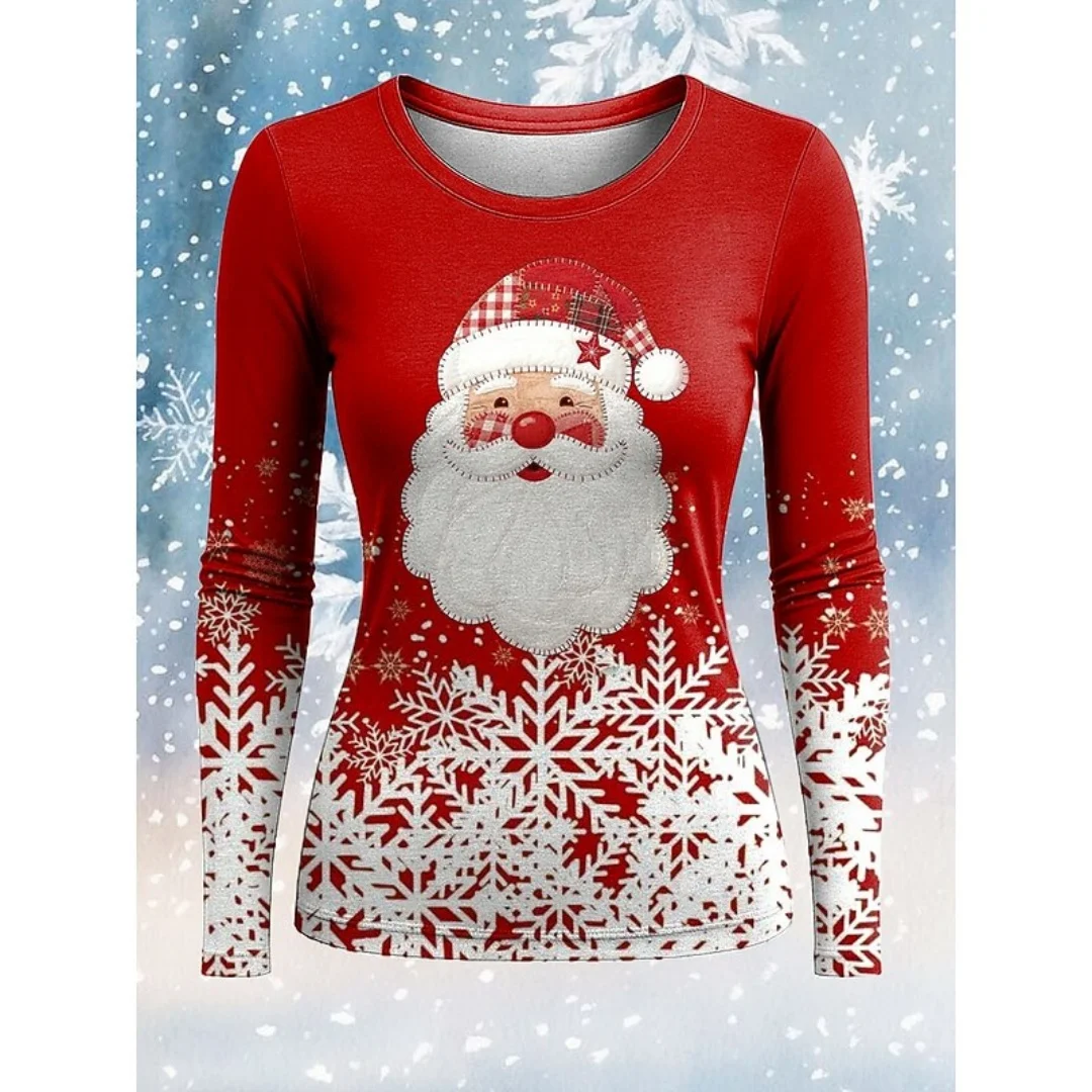 

Fashion Women's Sweatshirt 3D Print Christmas Theme Cute Graphics Long Sleeve Casual Loose Fit Round Neck Tee Long Sleeve Tops