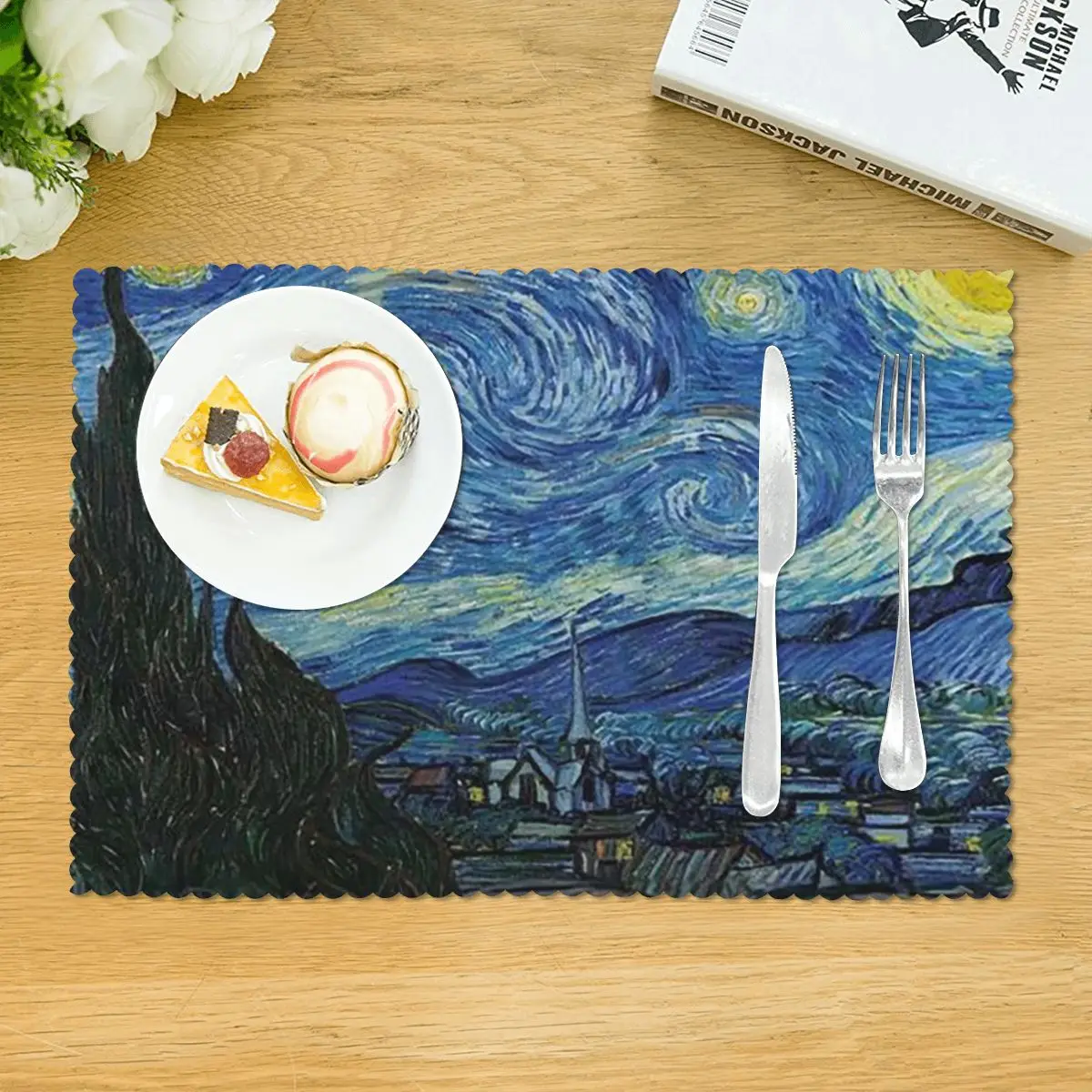 The Starry Night By Vincent Van Gogh Placemat Washable Plate Mat for Dining Table Bowl Coaster Super Absorbent Mats