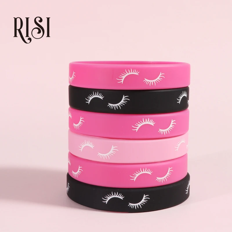 RISI For Eyelash Extension Wristband Bracelets Sport Elastic Silicone Bracelets Bangles Unisex Makeup Salon Member Gifts