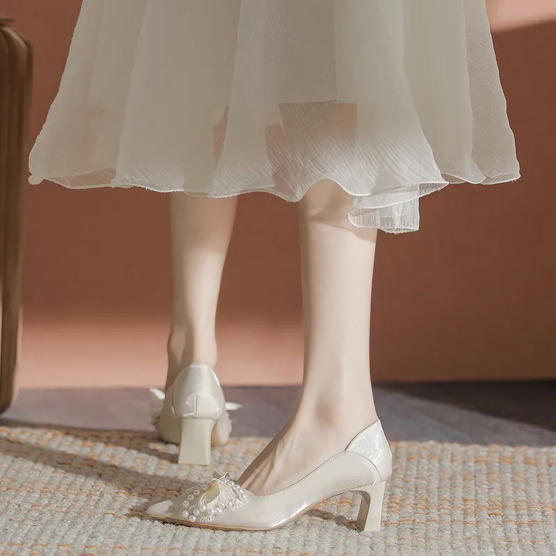 

Модные женские летние новые женские сандалии на высоком каблуке с острым носком, толстые и удобные свадебные туфли Tacones Altos