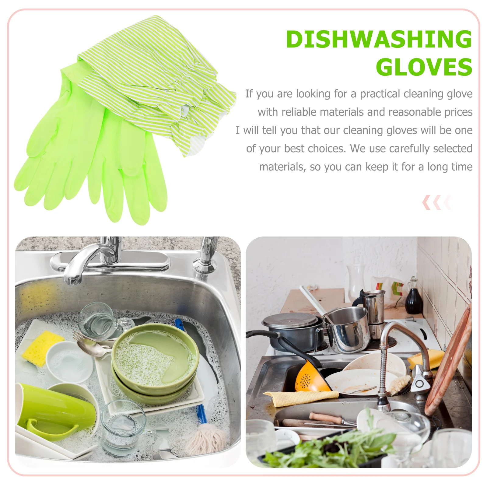 

1Pair Warm Fleece Lined Dish Washing Gloves Reusable Kitchen Cleaning Gloves for Winter Household Laundry Gardening Use