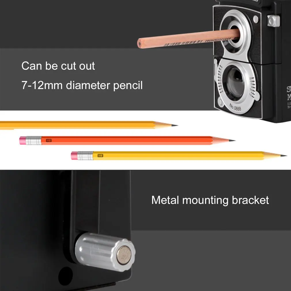 2024 Nieuwe mechanische puntenslijper Innovatieve handmatige puntenslijptool Camera Design Schoolbenodigdheden voor studenten