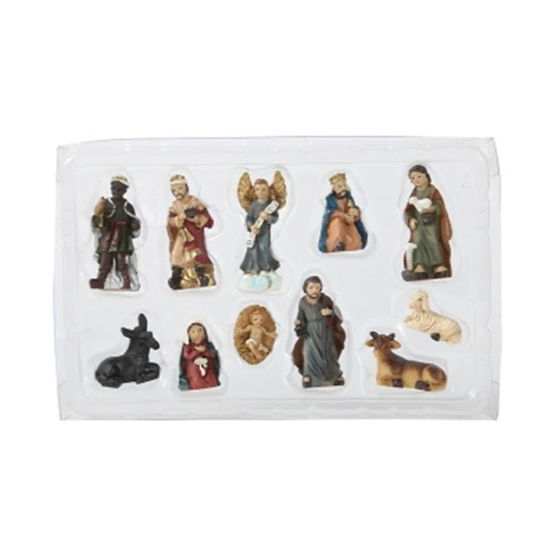 Cristo Natividad Estatua escena Conjunto figuras Manger Jesús del niño Miniaturas Miniaturas Ornamento Religioso