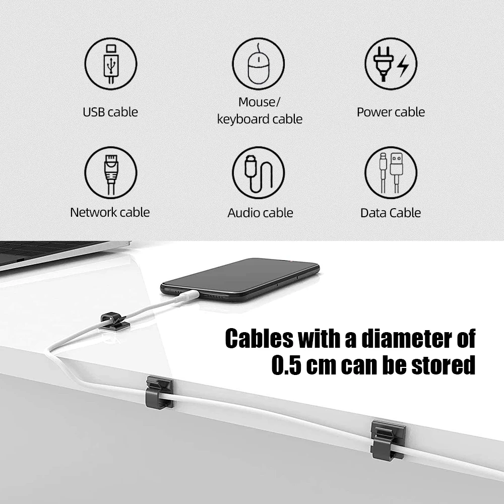 282/352/367 Pcs Cable Organizer Management kit Cable Ties Sleeve Split Adhesive Clips Holder Keep Your Computer Tv Cables Tidy