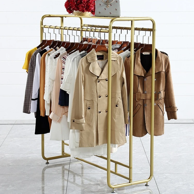 

Clothing store hangers hangers, floor-to-ceiling middle island racks, side hangs double rows of shelves, clothing display racks