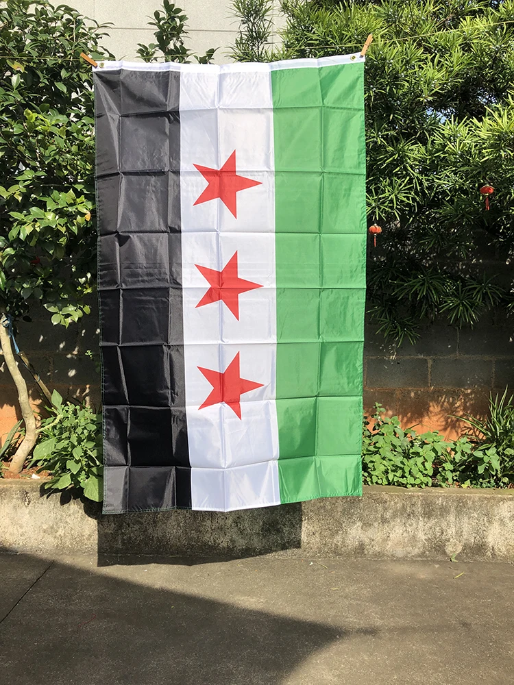 Z-ONE FLAG  Syria flag  90X150cm polyester hanging double side Flag Syria banner Indoor Outdoor Home decoration