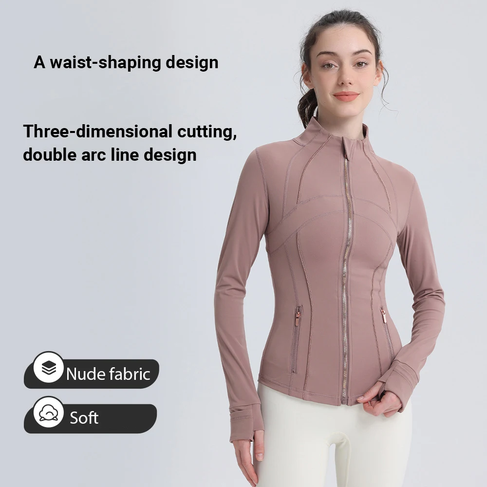

Outdoor Sports Stand Collar Yoga Jacket for Active Wear and Workout-Women's Zip-Up Yoga Top