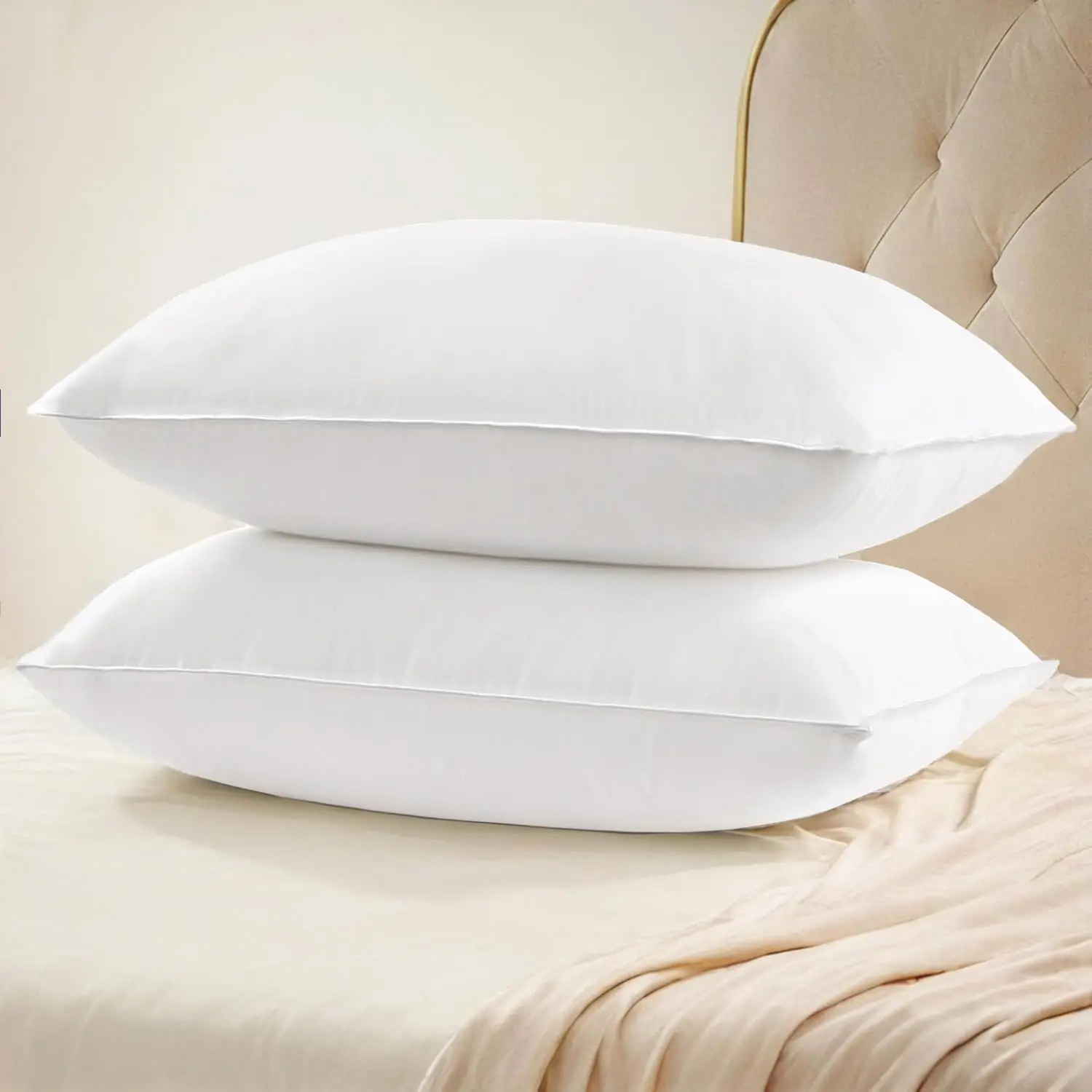 

Ultra Soft Queen Size Pillows Set of 2 - Luxury Hotel Collection, 100% Cotton Cover, Down Alternative for All Sleepers