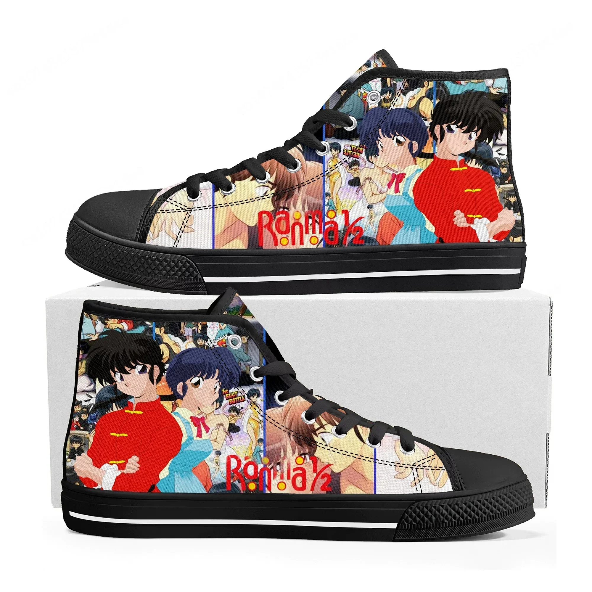 

Ranma 1/2 High Top Sneakers Mens Womens Tendo Akane High Quality Canvas Sneaker Anime Cartoon Casual Custom Made Shoes