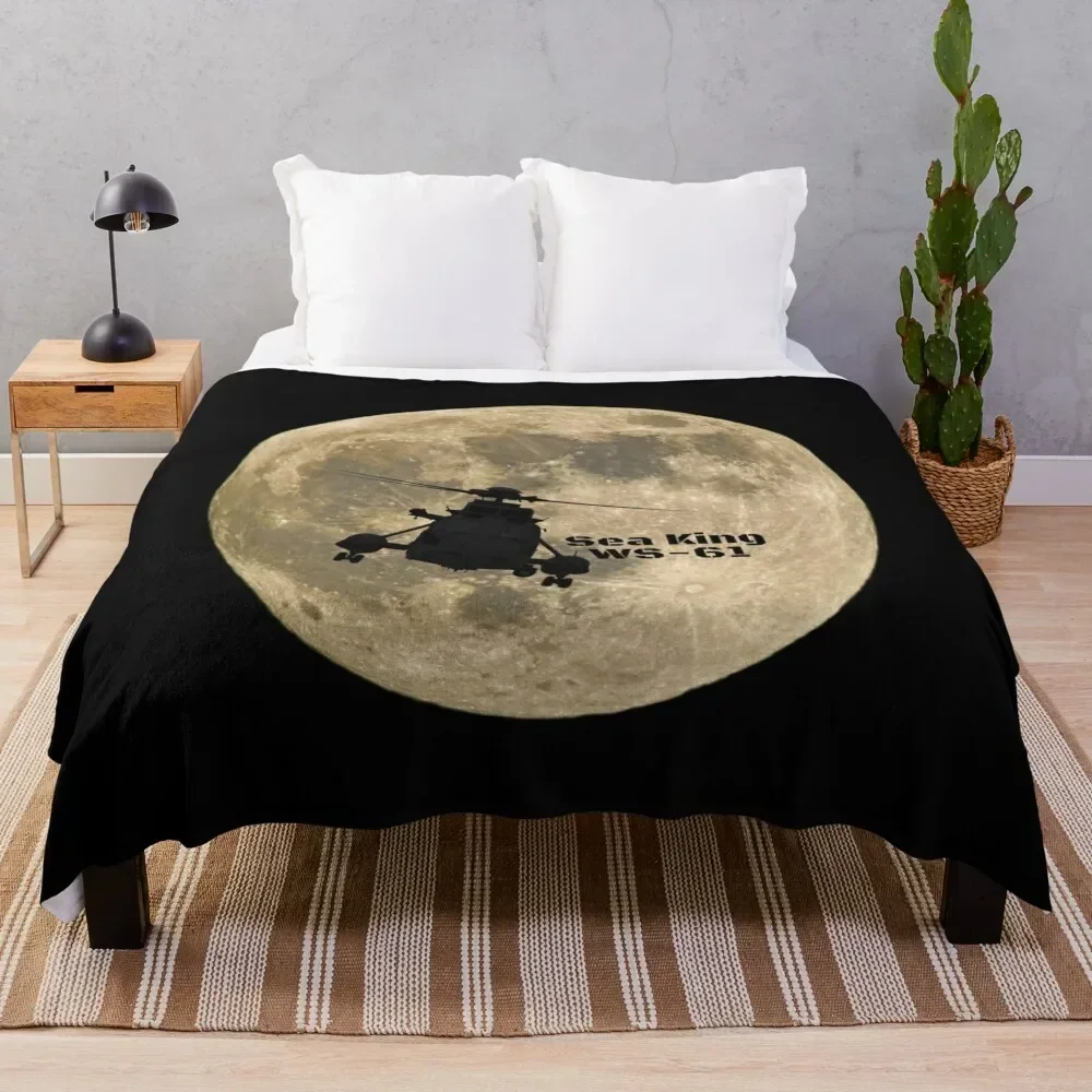 

Sea King WS-61 Silhouetted against a Full Moon Throw Blanket Luxury Thicken Vintage christmas gifts heavy to sleep Blankets