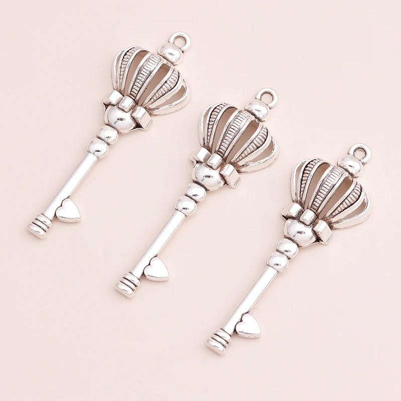 Leslie 5 Stück 56mm Legierung König- und Königinkronen-Anhänger für Schmuckherstellung DIY Schlüsselanhänger Charms Anhänger Halsketten Zubehör – Detail 6