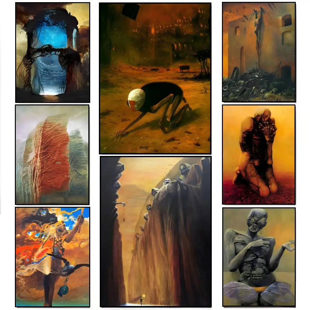 Gloomy Surreal Fine Art Z-Zdzislaw Beksinski Poster HD  Waterproof Wall Sticker Bar Living Room Decor Gift