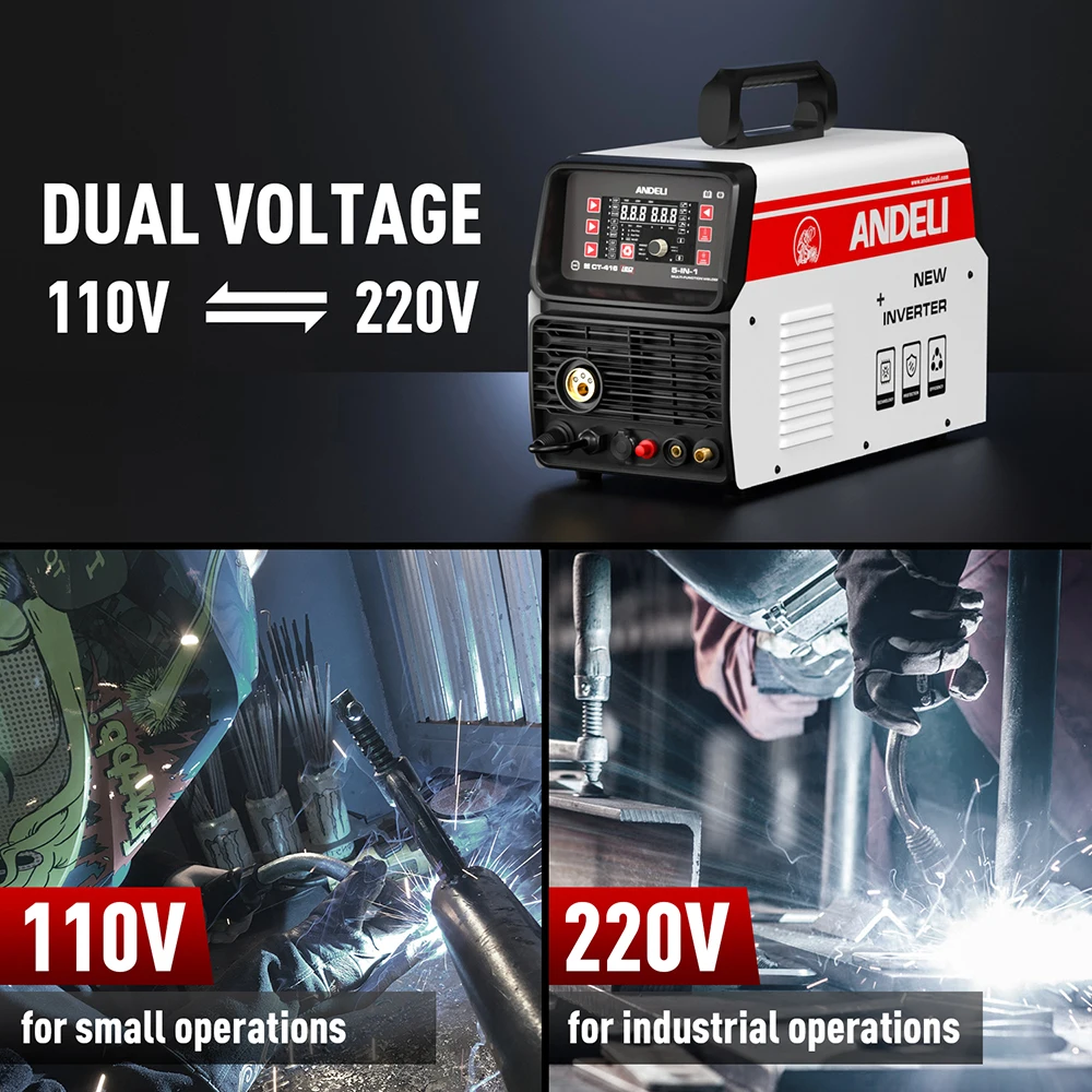 Macchina da taglio al Plasma ANDELI 110/220V con MIG TIG MMA Non-HF taglio senza contatto saldatrice MIG multiprocesso saldatura a Gas/senza Gas