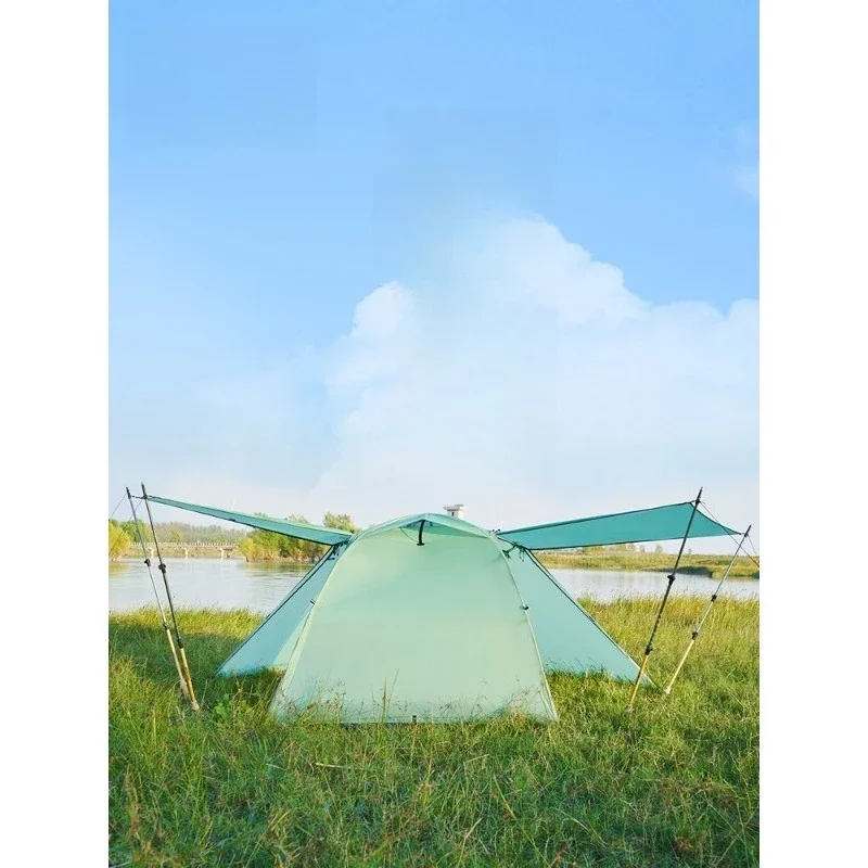 Single and double camping tent, lightweight silicon-coated hiking windproof and rainstorm-proof tent
