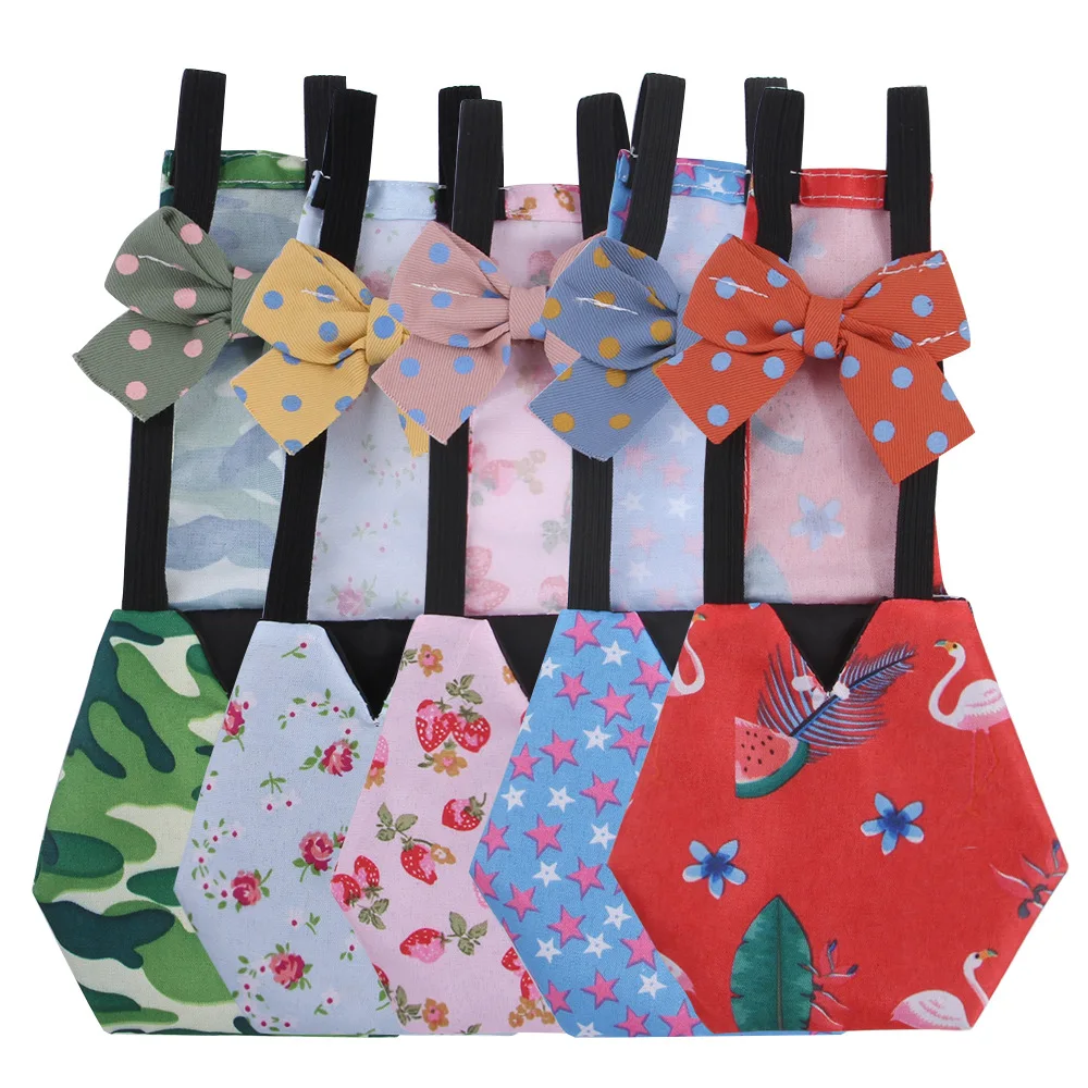 Polyester Fabric Pet Diaper with Bowknot for Goose Duck Chicken Washable Poultry Clot for Pet Cleaning
