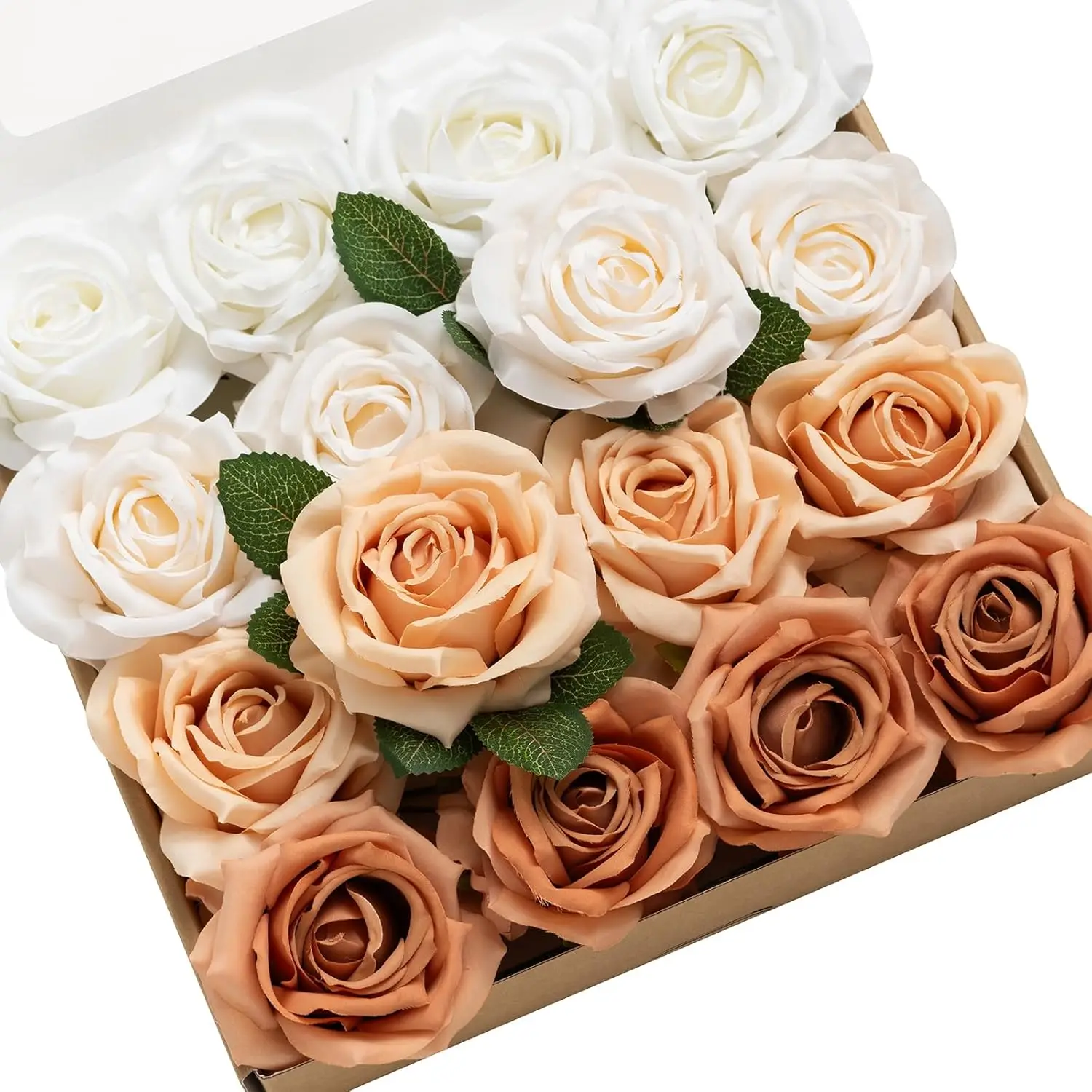 

Artificial Flowers, 16pcs Burnt Orange Ombre Faux Silk Roses with Stems, 3.5" Fake Terracotta Flowers Bulk for DIY Weddi
